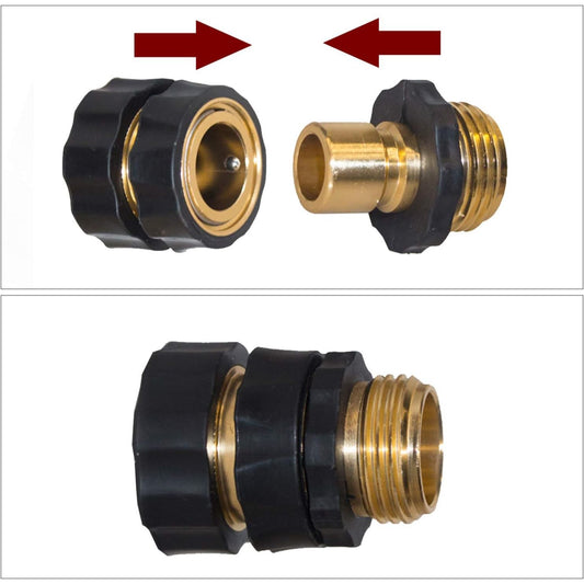 6-Pack Quick Hose Connectors - 3/4" Snap-On Fittings (M/F)